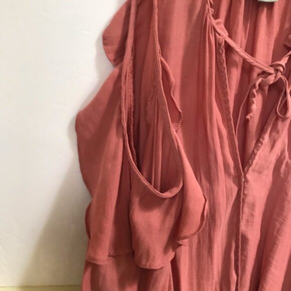 Anthropologie Maeve Liesel Fairy Ruffled Blouse Top Flowy Boho Loose Shirt PinkS - Picture 6 of 15